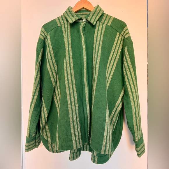 Zulu & Zephyr Organic Cotton Button-Up Shirt - Forest Stripe - Picture 6 of 7